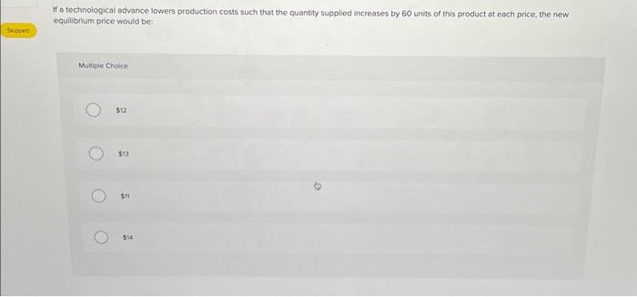 Solved Refer to the table below. If a technological advance | Chegg.com