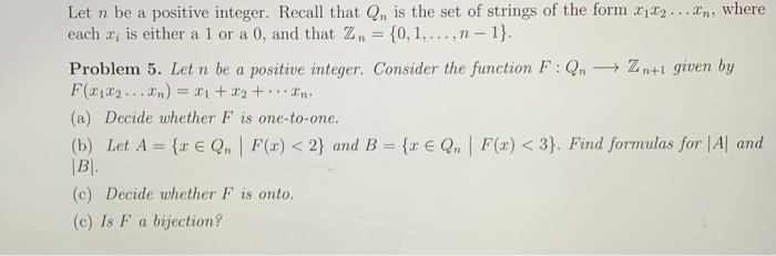 Solved Let n be a positive integer. Recall that Qn is the | Chegg.com