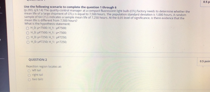 Solved 0.5 P Use the following scenario to complete the | Chegg.com