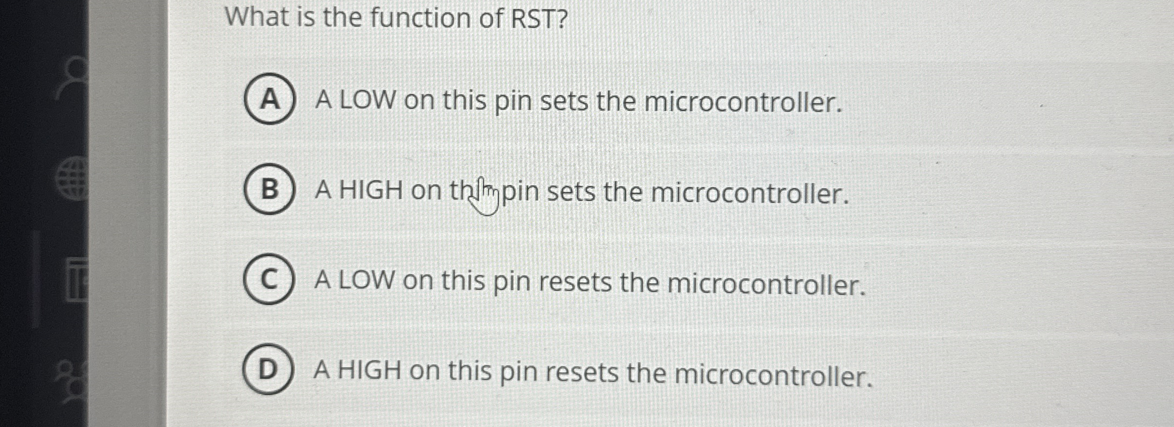 Solved What is the function of RST?A LOW on this pin sets | Chegg.com