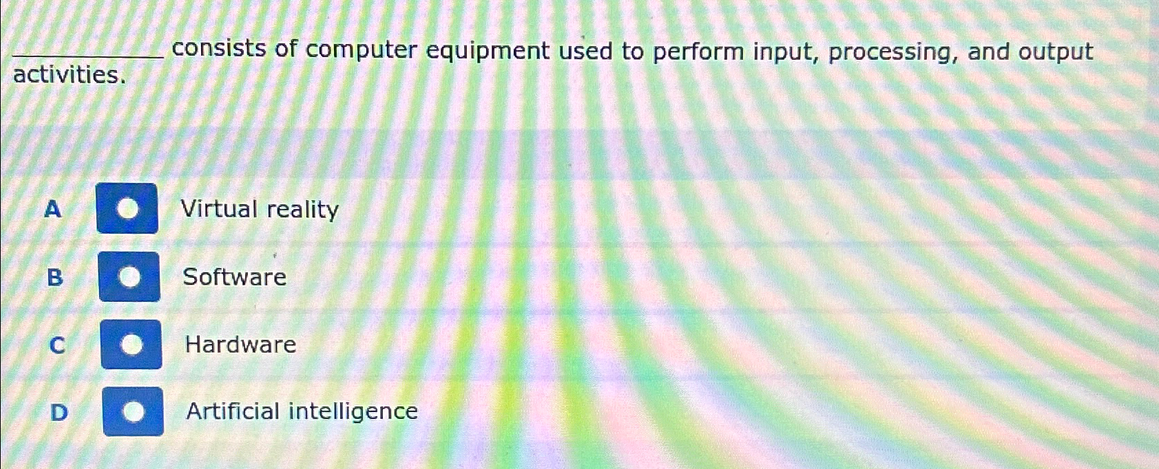 Solved consists of computer equipment used to perform input,