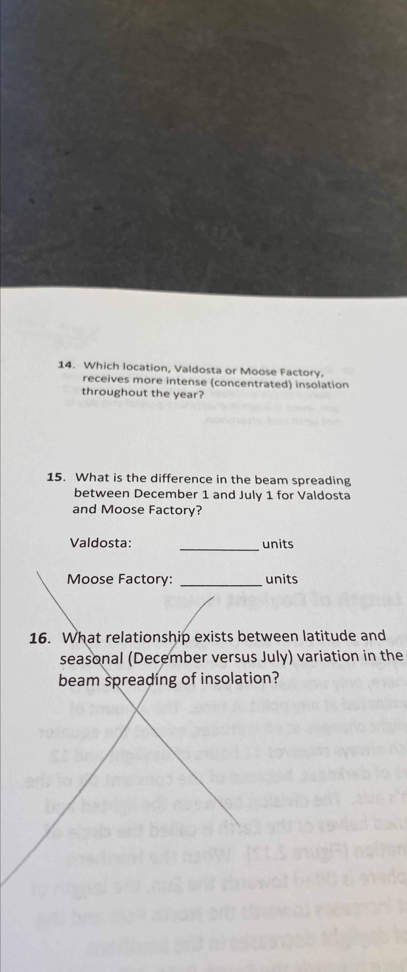 Solved Which location, Valdosta or Moose Factory, receives | Chegg.com