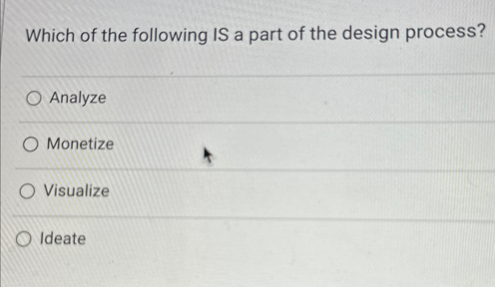 Solved Which of the following IS a part of the design | Chegg.com