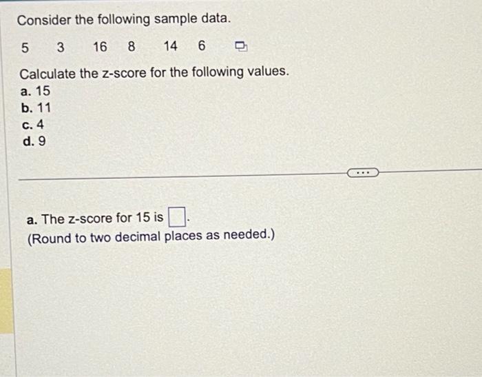 Solved Consider The Following Sample Data. 53168146 ㅁ | Chegg.com