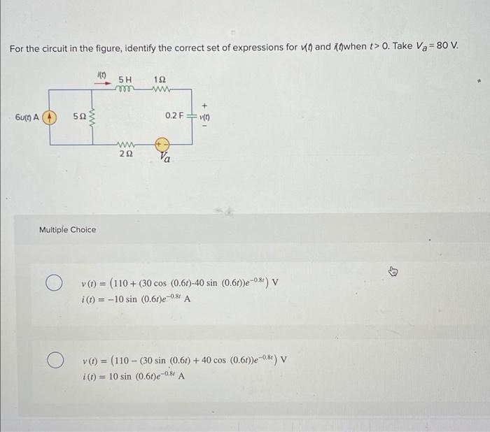 Solved For the circuit in the figure, identify the correct | Chegg.com
