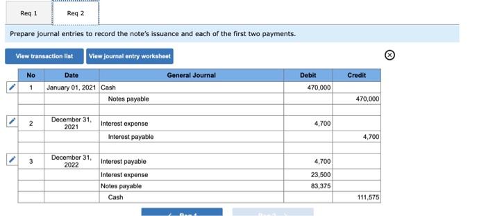 Solved On January 1, 2021, Norwood borrows $470,000 cash | Chegg.com
