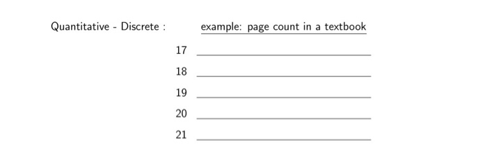Solved Quantitative - Discrete : example: page count in a | Chegg.com