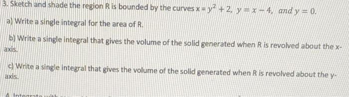 Solved 3. Sketch and shade the region R is bounded by the | Chegg.com