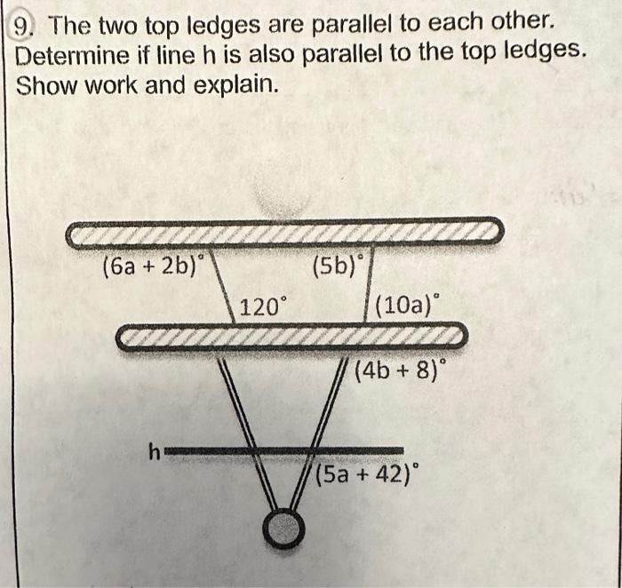 Solved 9. The two top ledges are parallel to each other. | Chegg.com