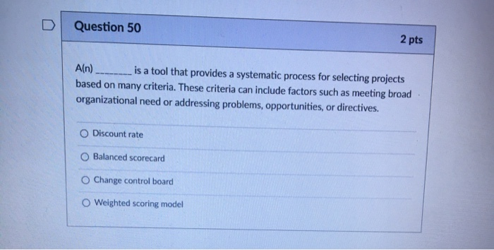 Solved Question 49 2 pts project work includes collecting, | Chegg.com