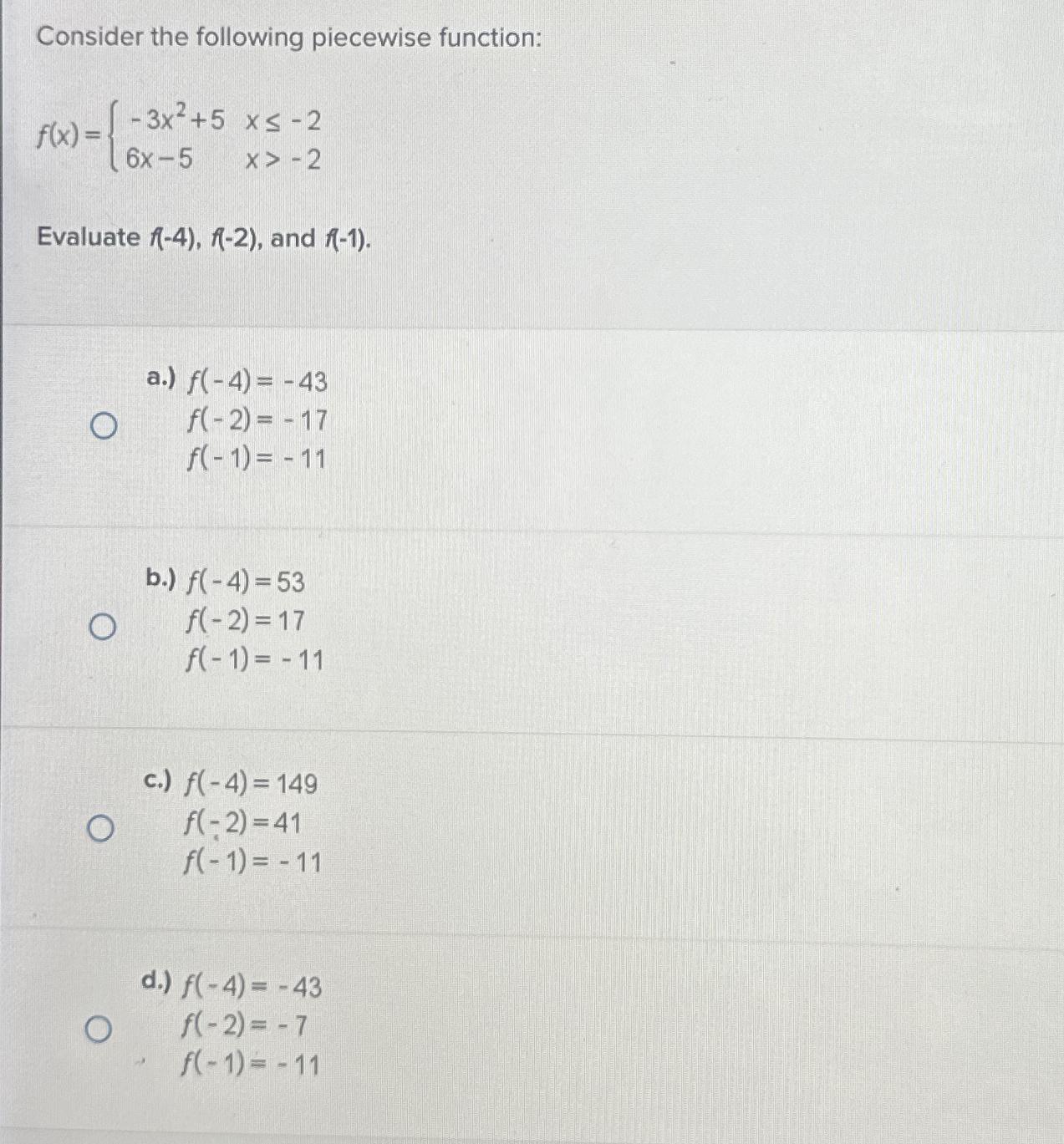 Solved Consider the following piecewise | Chegg.com