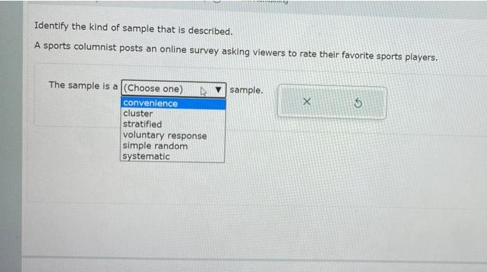 Solved Identify the kind of sample that is described. A | Chegg.com