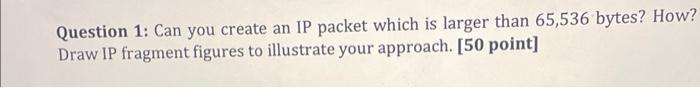 Solved Question 1: Can you create an IP packet which is | Chegg.com
