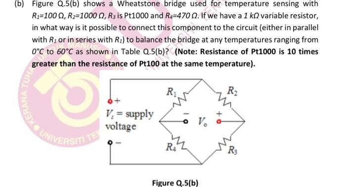 Solved (b) Figure Q.5(b) Shows A Wheatstone Bridge Used For | Chegg.com