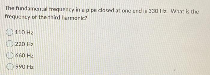 Solved The fundamental frequency in a pipe closed at one end | Chegg.com