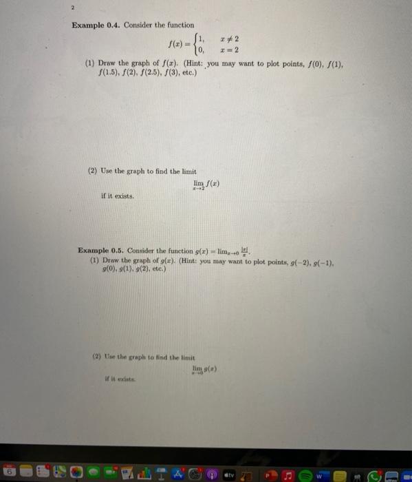 Solved 2 Example 0.4. Consider the function (1) - 22 I=2 (1) | Chegg.com