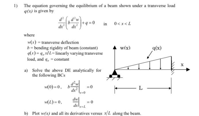 Solved 1) The equation governing the equilibrium of a beam | Chegg.com