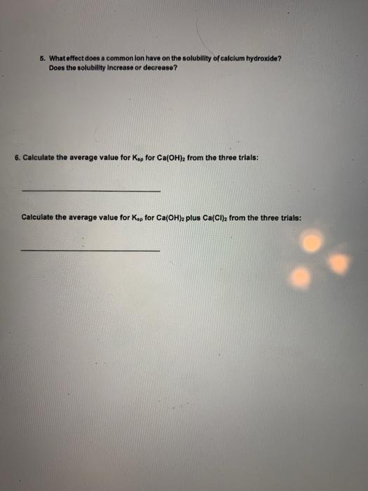 Solved Lab 8: Molar Solubility Data Table 1. Titration of | Chegg.com