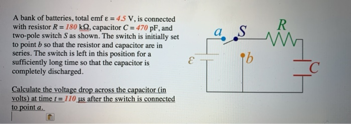 Solved R a S A bank of batteries, total emf € = 4.5 V, is | Chegg.com