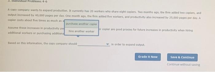 Solved 3. Individual Problems 4-6 A copy company wants to | Chegg.com