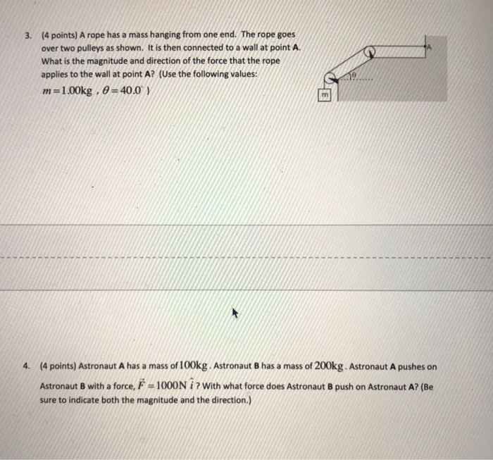 The Hanging Rope Problem Solved 3. (4 points) A rope has a mass hanging from one end. | Chegg.com