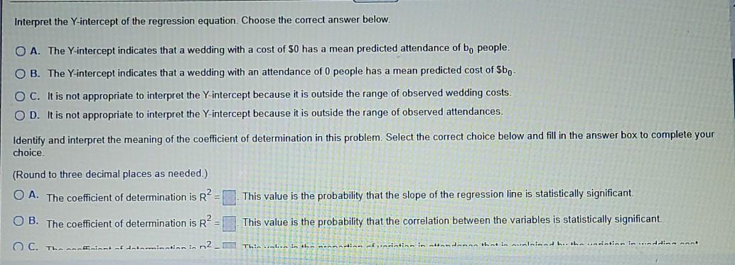 Use the Regression tool on the accompanying wedding | Chegg.com