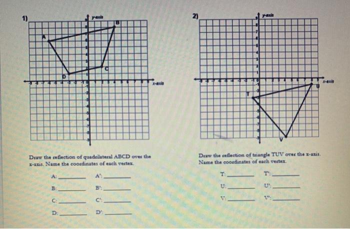 Solved 1) 2) Draw The Reflection Of Quadrilateral ABCD Over | Chegg.com