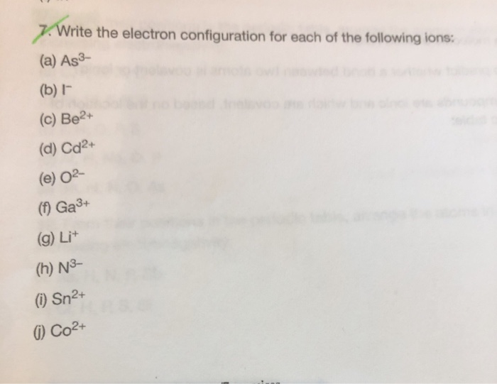 Solved Write The Electron Configuration For Each Of The | Chegg.com