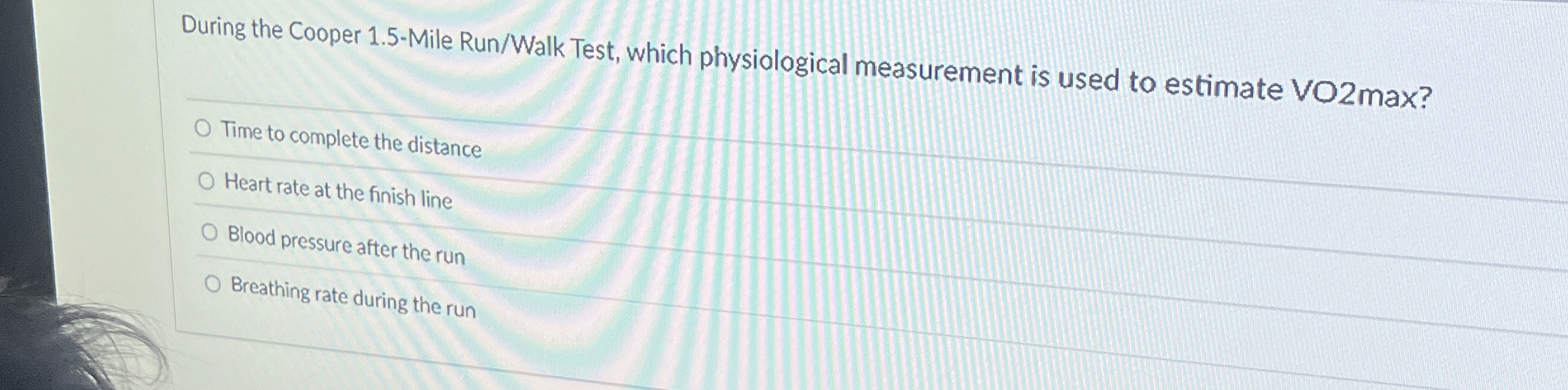 During the Cooper 1.5-Mile Run/Walk Test, which | Chegg.com