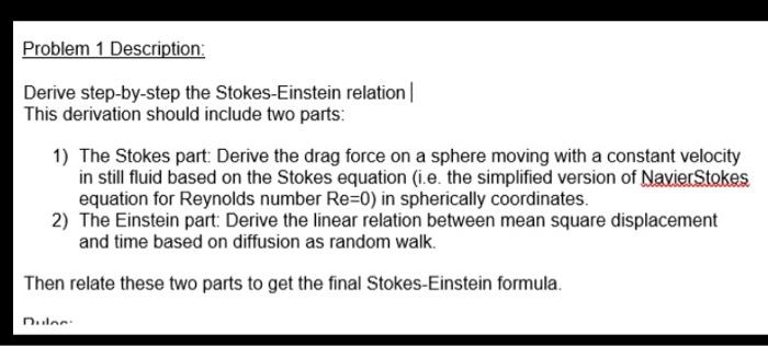 Solved Problem 1 Description: Derive step-by-step the | Chegg.com
