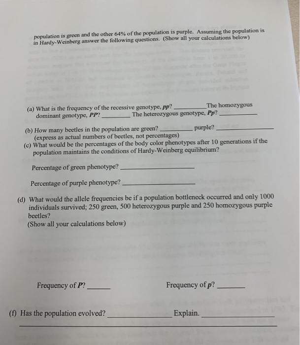 Hardy weinberg problems key picture