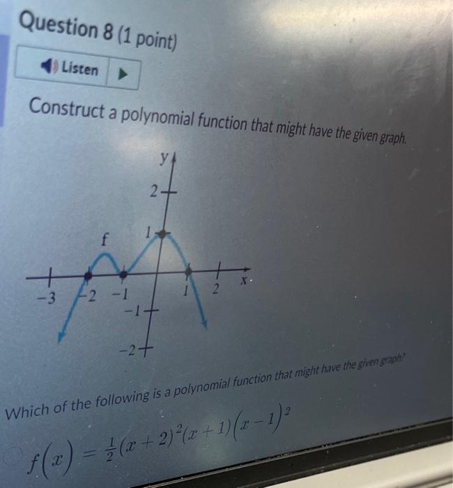 Solved Construct a polynomial function that might have the | Chegg.com