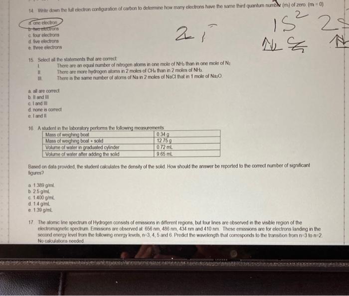 Solved 14 Write down the full electron configuration of | Chegg.com