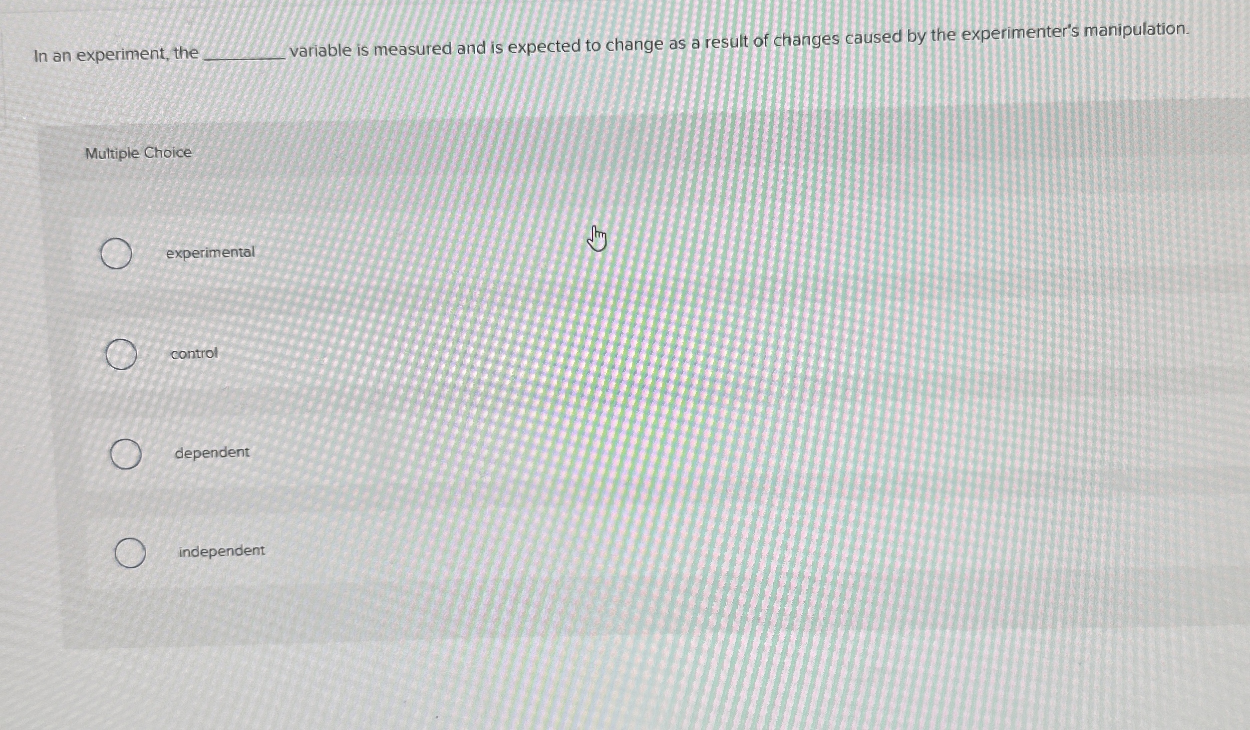Solved In an experiment, the ﻿variable is measured and is | Chegg.com