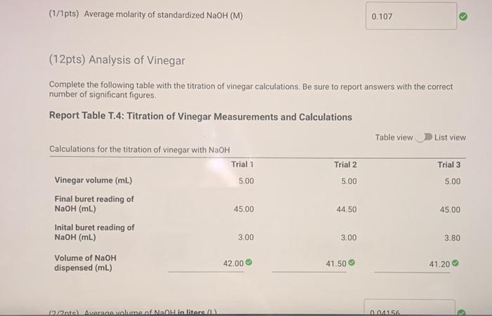 Solved needing help on finding average moles of naoh and | Chegg.com