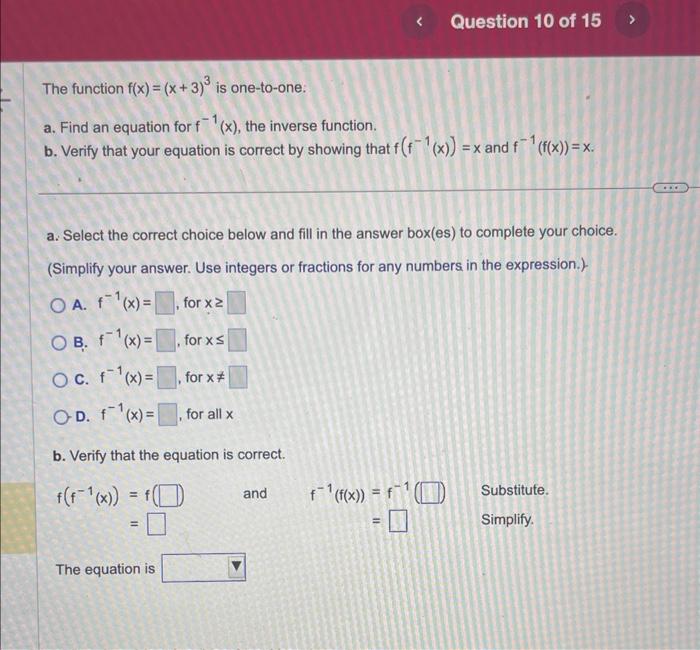 Solved The Function F X 5x 6 Is One To One A Find An