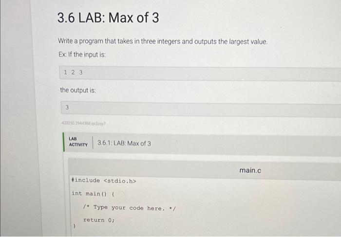 Solved Write a program that takes in three integers and | Chegg.com