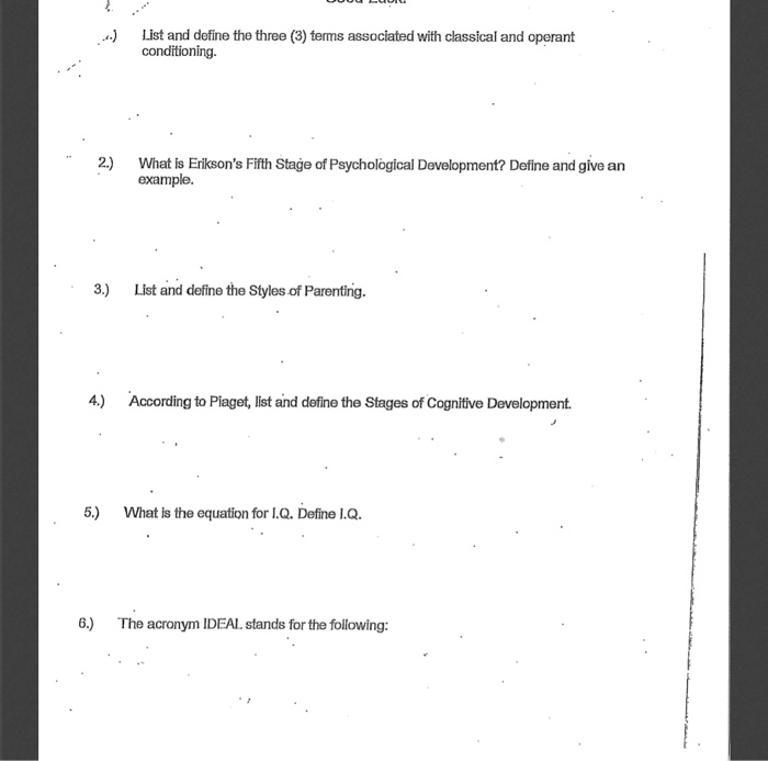 Solved List and define the three 3 terms associated with Chegg