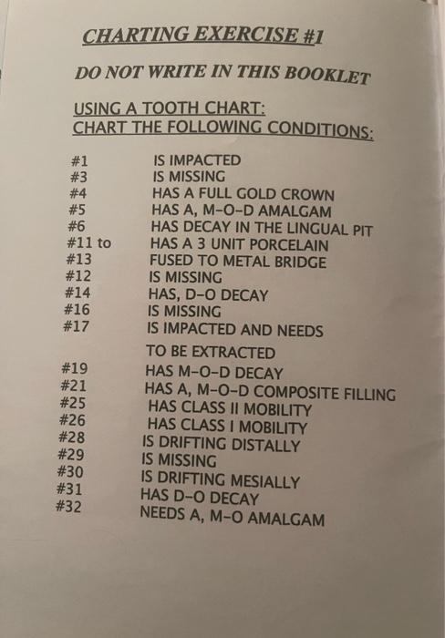 Solved CHARTING EXERCISE \#I DO NOT WRITE IN THIS BOOKLET | Chegg.com