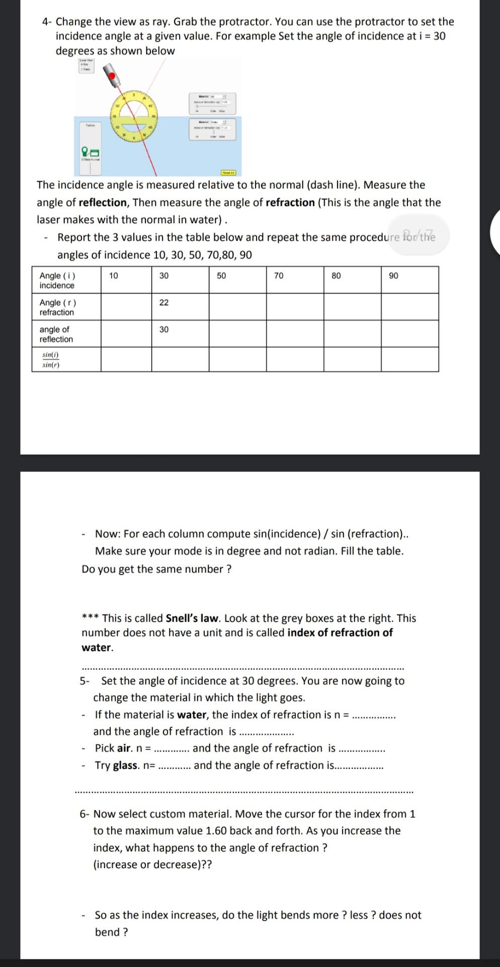 Solved 7 Find The Index Of Refraction Of Mystery Material Chegg