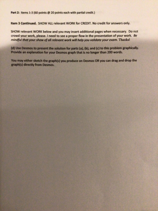 Solved Part 2: Items 1-3 (60 points @ 20 points each with | Chegg.com