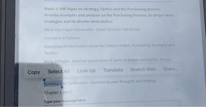 Solved Copy Week 1: HW Paper on Strategy, Tactics and the | Chegg.com