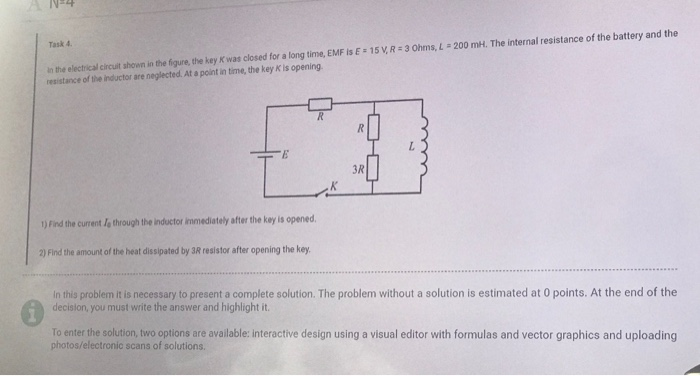 Solved Task 4 in the electrical circuit shown in the figure, | Chegg.com