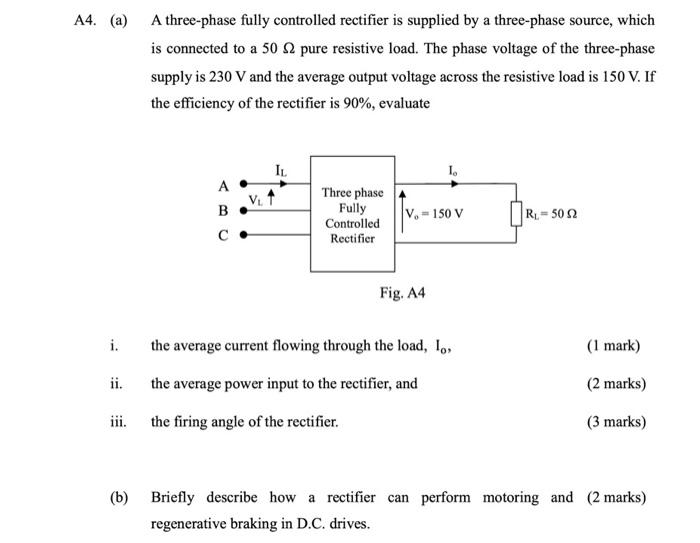 Solved (a) A three-phase fully controlled rectifier is | Chegg.com