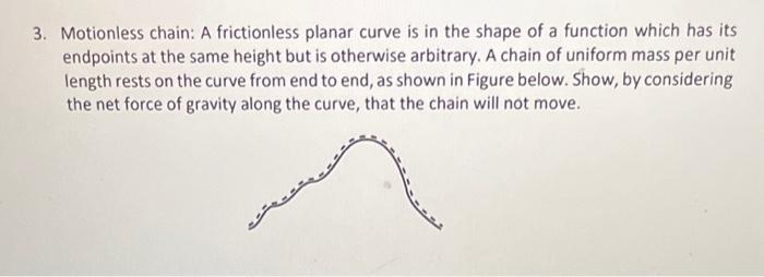 Solved 3. Motionless chain: A frictionless planar curve is | Chegg.com