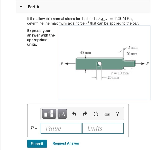 Solved Part A If the allowable normal stress for the bar is | Chegg.com