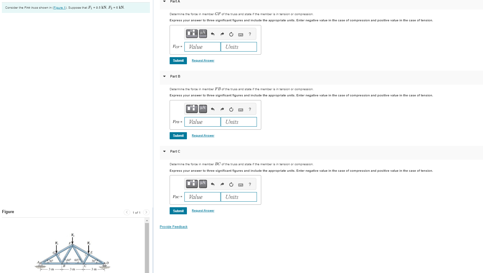 Solved Consider The Fink Truss Shown In (Figure 1). ﻿Suppose | Chegg.com