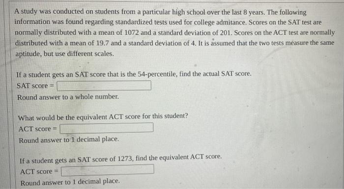 Solved A study was conducted on students from a particular | Chegg.com