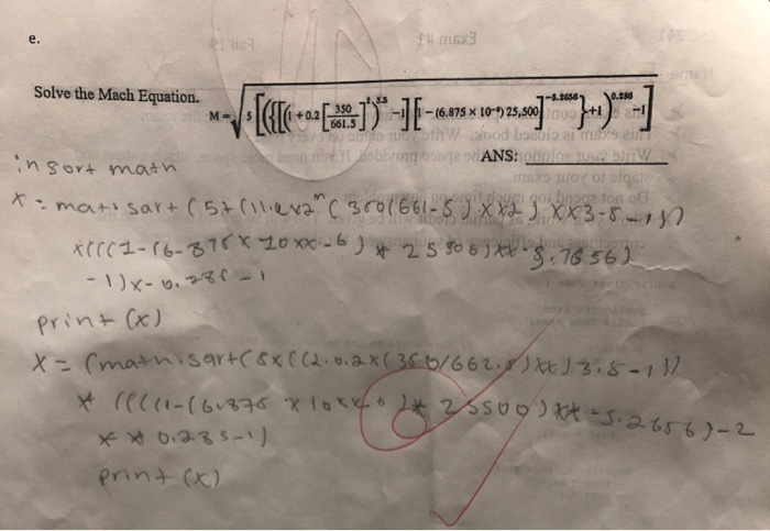 Solved # 15x3 Solve the Mach Equation. ww[***]*-1 E-6-1930. | Chegg.com