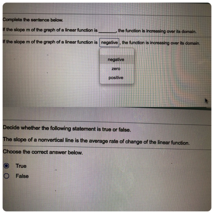 Solved Complete the sentence below. If the slope m of the